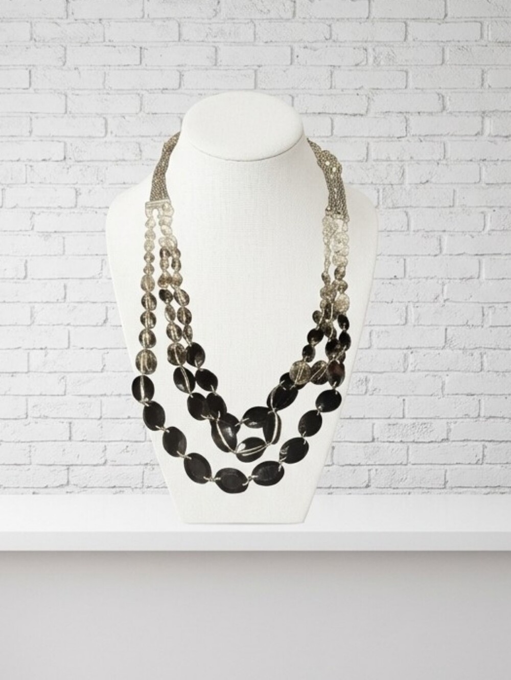 Simply Vera Vera Wang Black and Silver Layered Disc Necklace